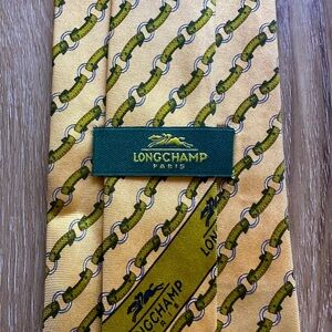 Longchamp Silk Green & Yellow Tie